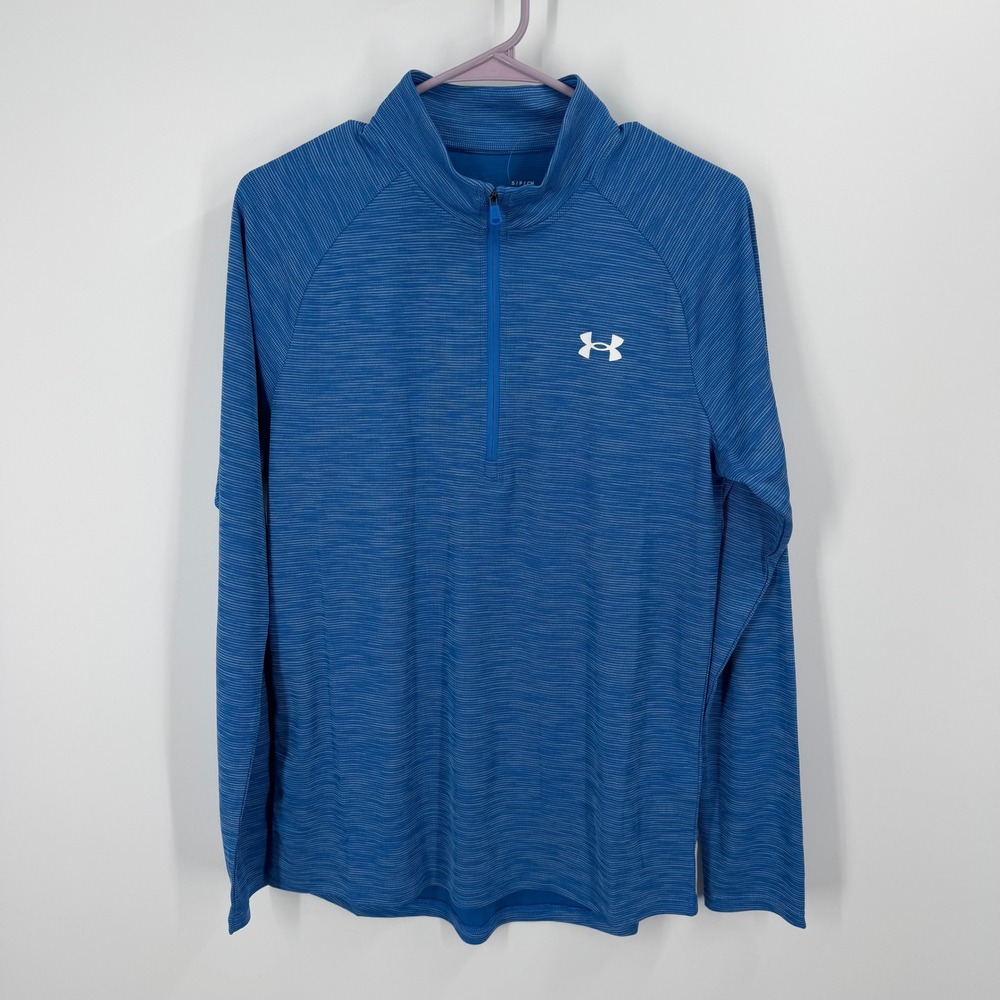 Under Armour Tech Tee Mens Small Blue Quarter Zip Pullover Lightweight